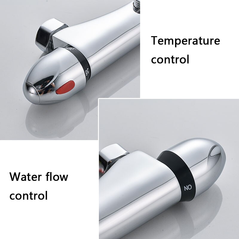 Rovogo Bad Kraan Constante Temperatuur Controle, Badkamer Kraan Wall Mounted Koud Mengkraan Kraan Messing Chroom