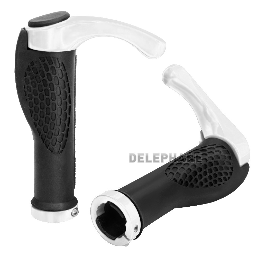 Bike Handlebar Grips Ergonomic Mountain Bike Grips Aluminum Double Lock-on MTB BMX Scooter Downhill Foldable Urban Bicycle Grips: White Rings