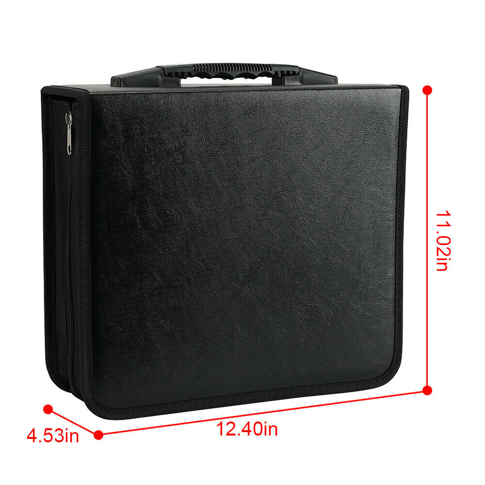 400 Disc CD DVD Organizer Holder Storage Case Bag Wallet Album Media Video PU Leather Black