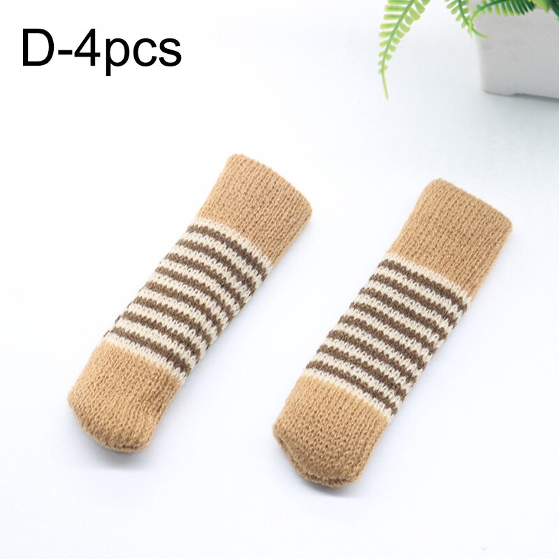 4Pcs Cartoon Striped Table Foot socks Chair Leg Covers Floor Protectors Non-Slip Knitting Socks For Furniture Home Decoration: D