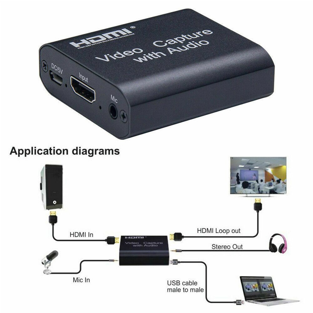 HDMI Loop Output Plug And Play Portable Universal Teaching 4K Video Record Card Game Recording HD 1080P Stereo Input With Audio