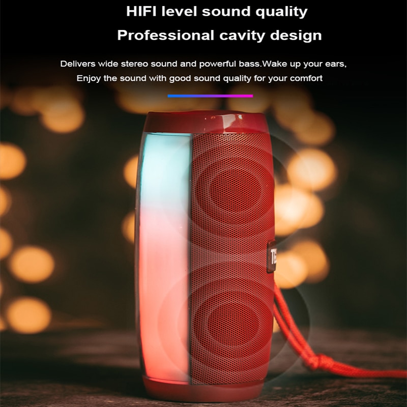 Wireless Bluetooth Speaker Portable Speaker Powerful High BoomBox Waterproof Outdoor Bass AUX HIFI TF FM Radio with LED Light