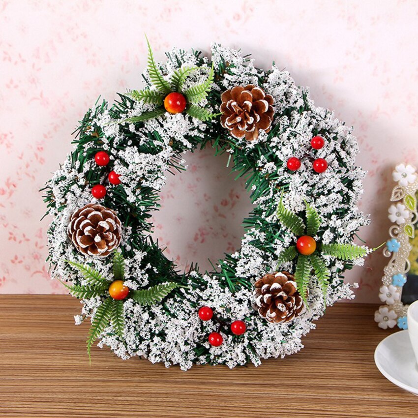 Kerst Krans met Rode Bessen en Dennenappels 20 cm/30 cm/40 cm, mooie en Volledige Winter Voordeur Krans Decoratie voor Thuis