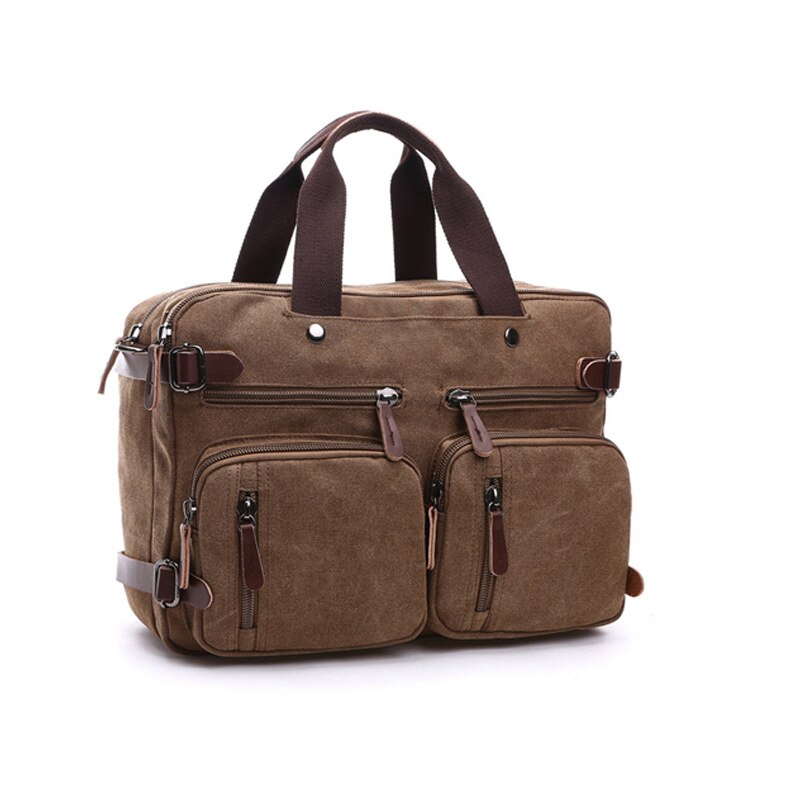 Retro Männer Leinwand Tasche Leder Aktentasche Reise Koffer Messenger Schulter Tote Zurück Handtasche Große Casual Business Laptop Tasche: S brown