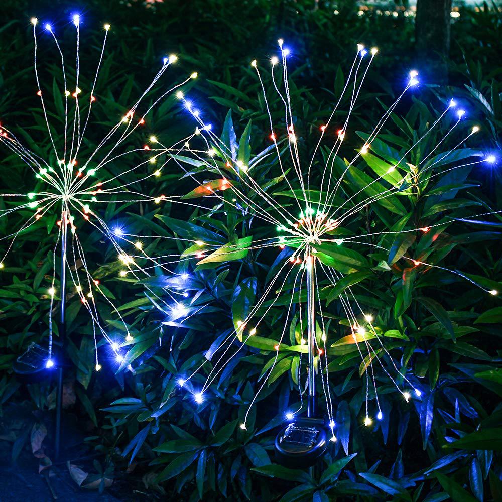 Outdoor LED Solar Fireworks Lights 90/120/150 LEDs Waterproof String Fairy Light Home Garden Street Patio Christmas Decors Lamp: colorful / 120 LED