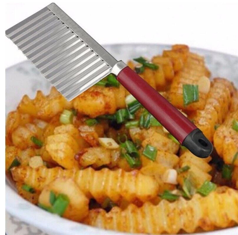 Stainless Steel Kitchen Accessories Wave Knife Chopper Serrated Blade Potato French Fries KnifeCarrot Slicing Knife