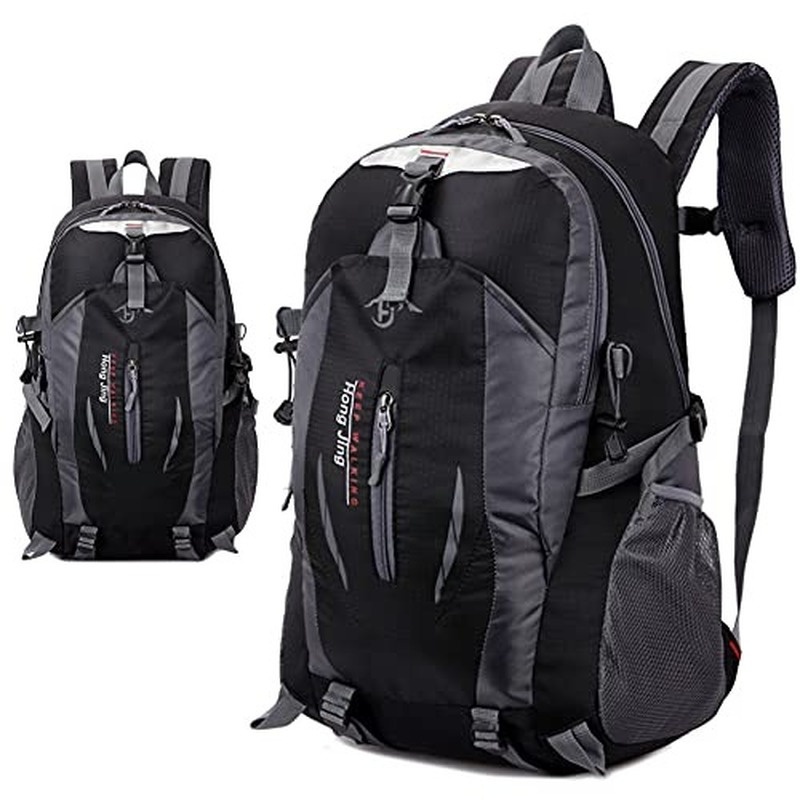 Vanntett Ryggsekk for Menn 40L - Sports-, Reise-, Fjellklatring-, Vandring-, Campingsekk: Svart
