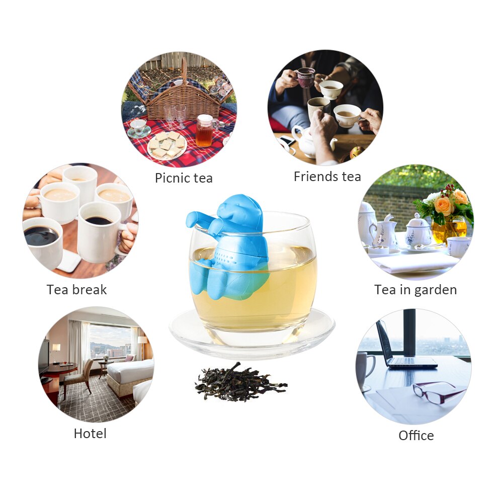 Infusor de té con forma de nutria, colador de bola de hojas de té de dispositivo de silicona para elaboración de cerveza, filtro de especias a base de hierbas, herramientas de cocina
