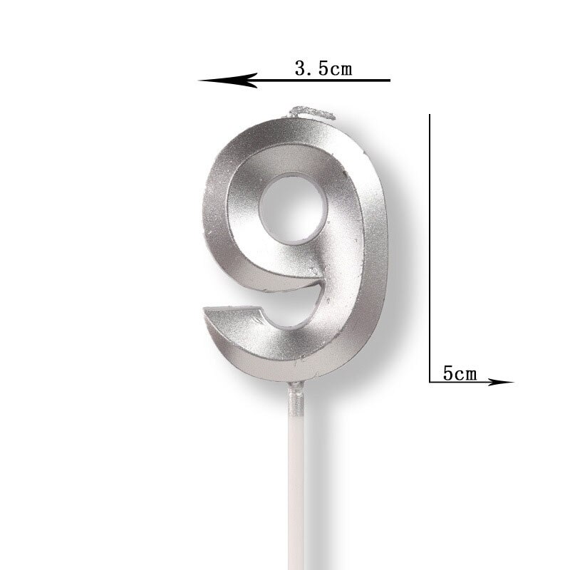 Gold Silver Number Candles Party Cake Topper Candle Kids Baby Birthday Anniversary Party Decoration: Silver Number 9