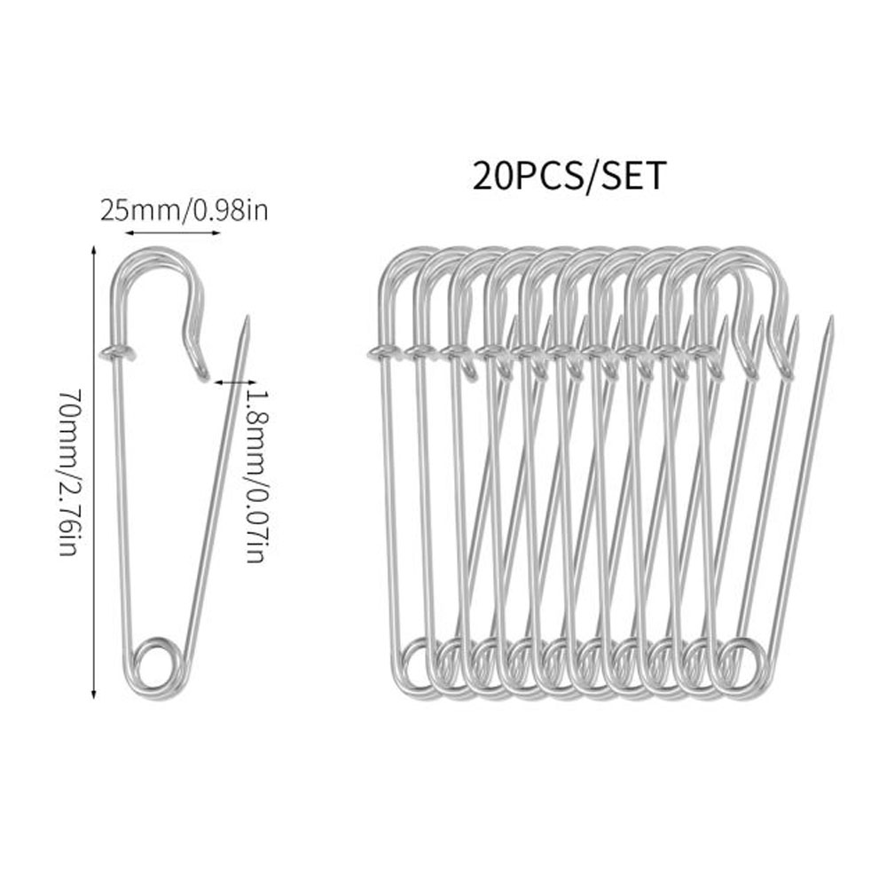 20 piezas alfileres de seguridad de Metal de 50mm, alfiler de seguridad grande plateado/dorado/negro, herramientas de costura para manualidades, broche de boda, accesorios de ropa: Multicolor
