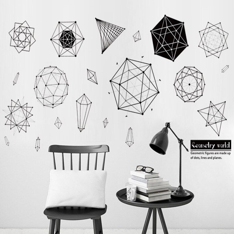 Geometric Patterns Polygon Wall Stickers for Living room Kids room Bedroom Classroom Nursery Vinyl Wall Decals Murals Sticker