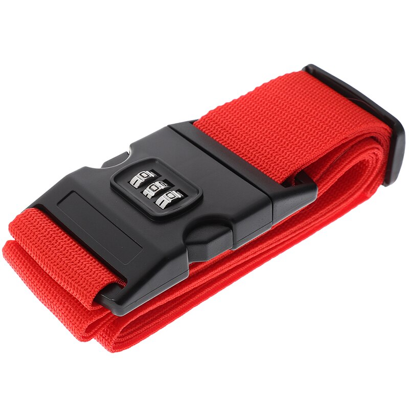 Luggage Strap Cross Belt Packing Adjustable Travel Accessories Suitcase Nylon 3 Digits Password Lock Buckle Strap Belt Tag 200CM: Red