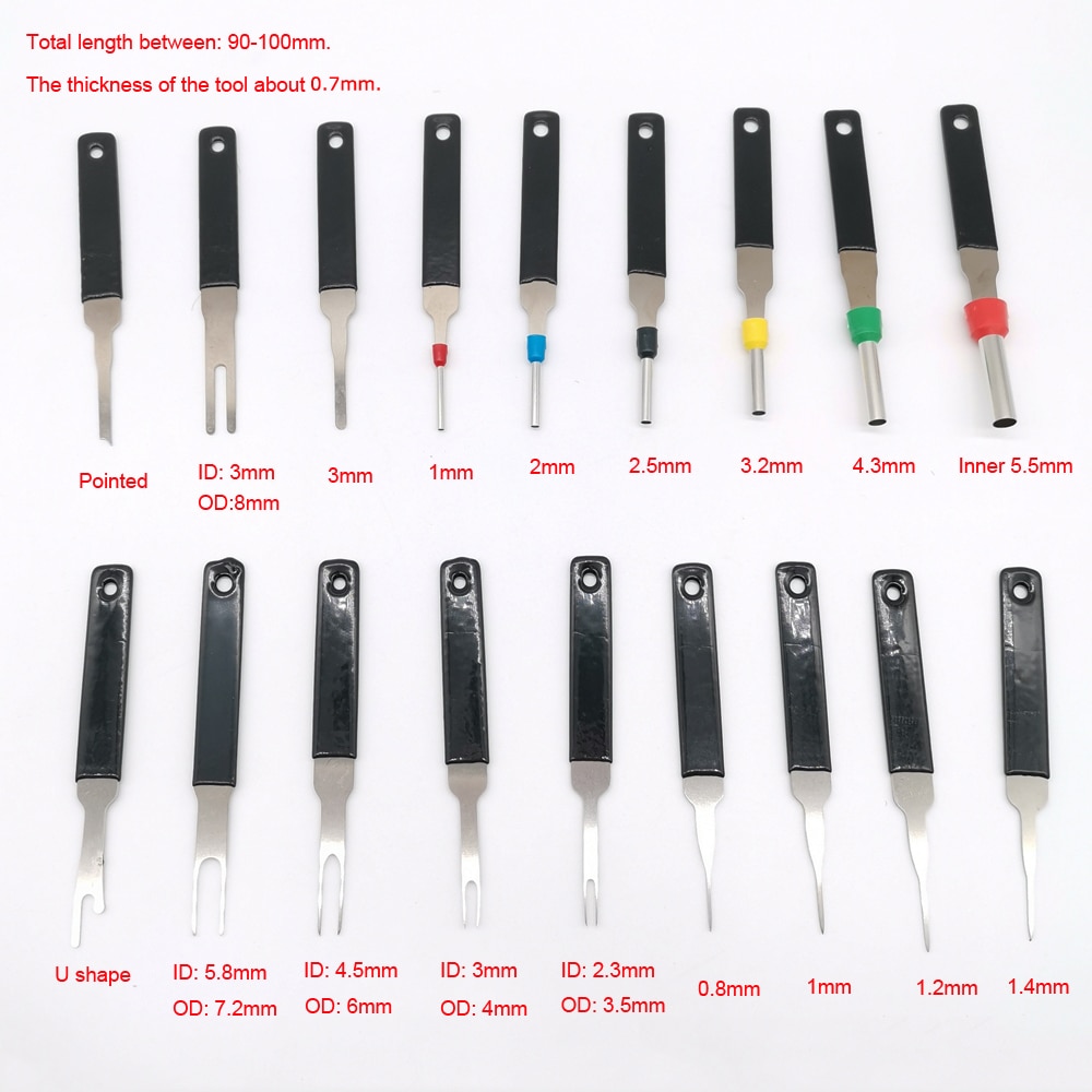 18 stk terminal fjernelse værktøjssæt pin nåle retractor pick elektrisk wire plug puller klud taske reparation håndværktøjssæt