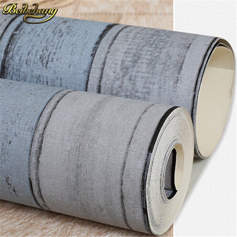Beibehang 3D behang PVC Muur papier hout baksteen steen Wandbekleding streep patroon Papel De Parede vintage papier peint