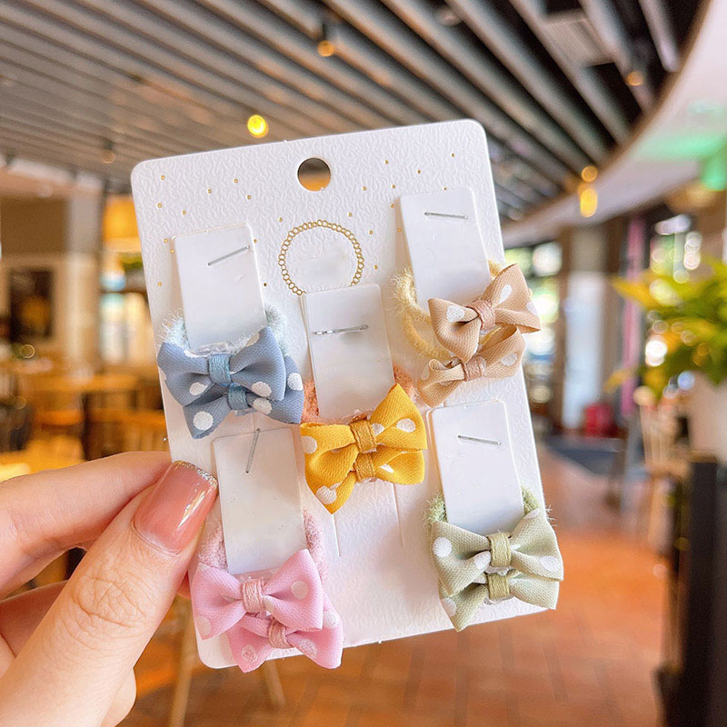 10 pz/lotto Bowknot accessori per capelli per bambini principessa ragazze Solid Dot fascia per capelli copricapo bambini corde per capelli elastici copricapo: style2