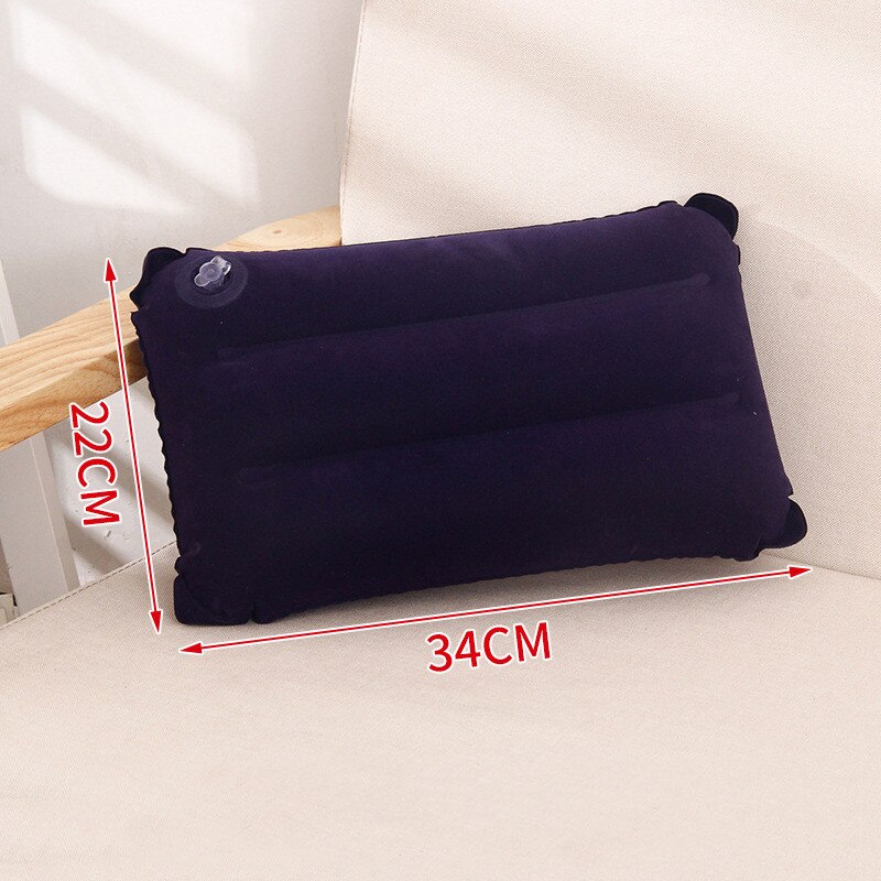 PVC flocking inflatable rectangular pillow rectangular inflatable pillow outdoor travel inflatable pillow: Purple