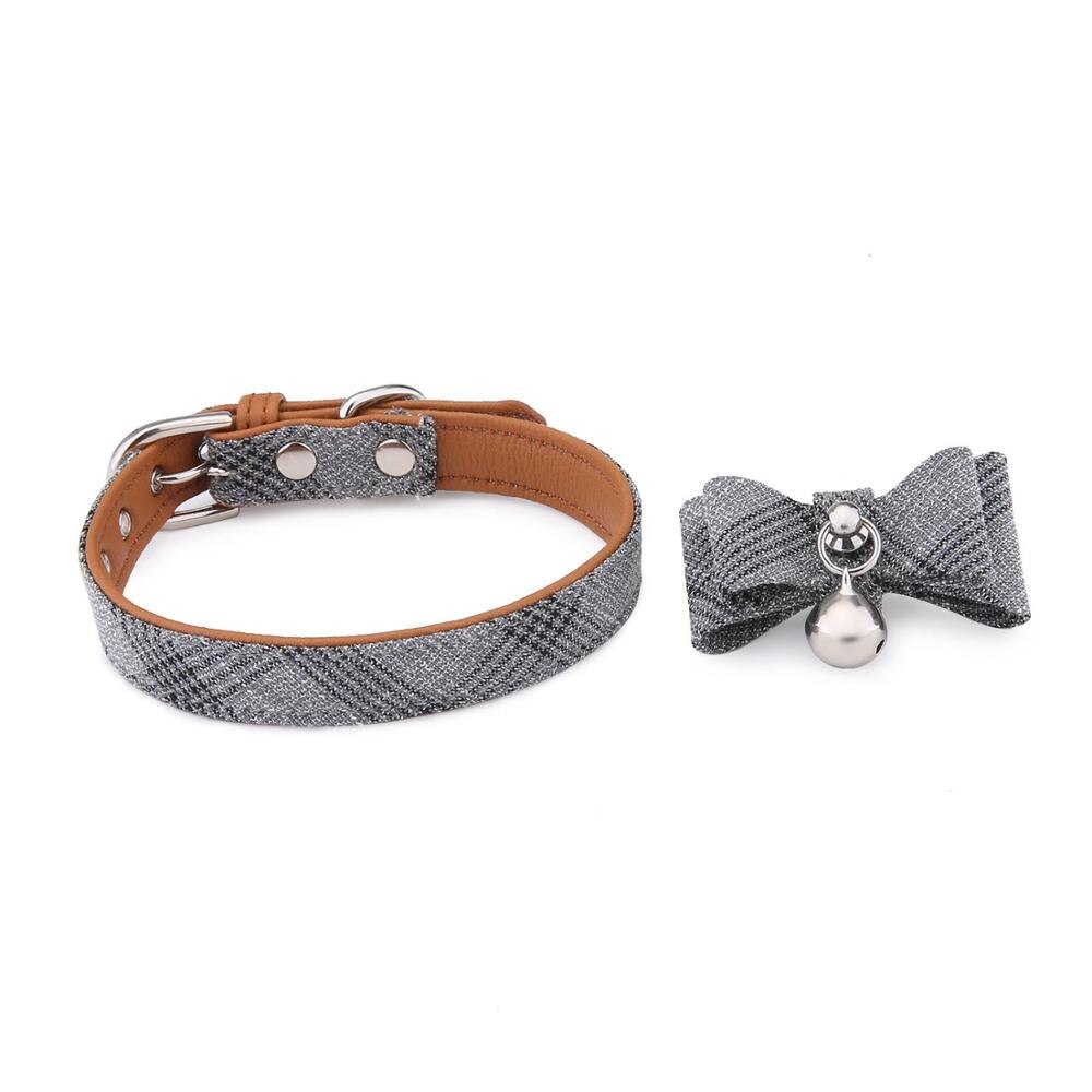 Collar de pu para mascotas, pajarita para perro, collar con campana para gato, rayas, estilo de caballero, 4 colores, collar ajustable para mascotas, producto