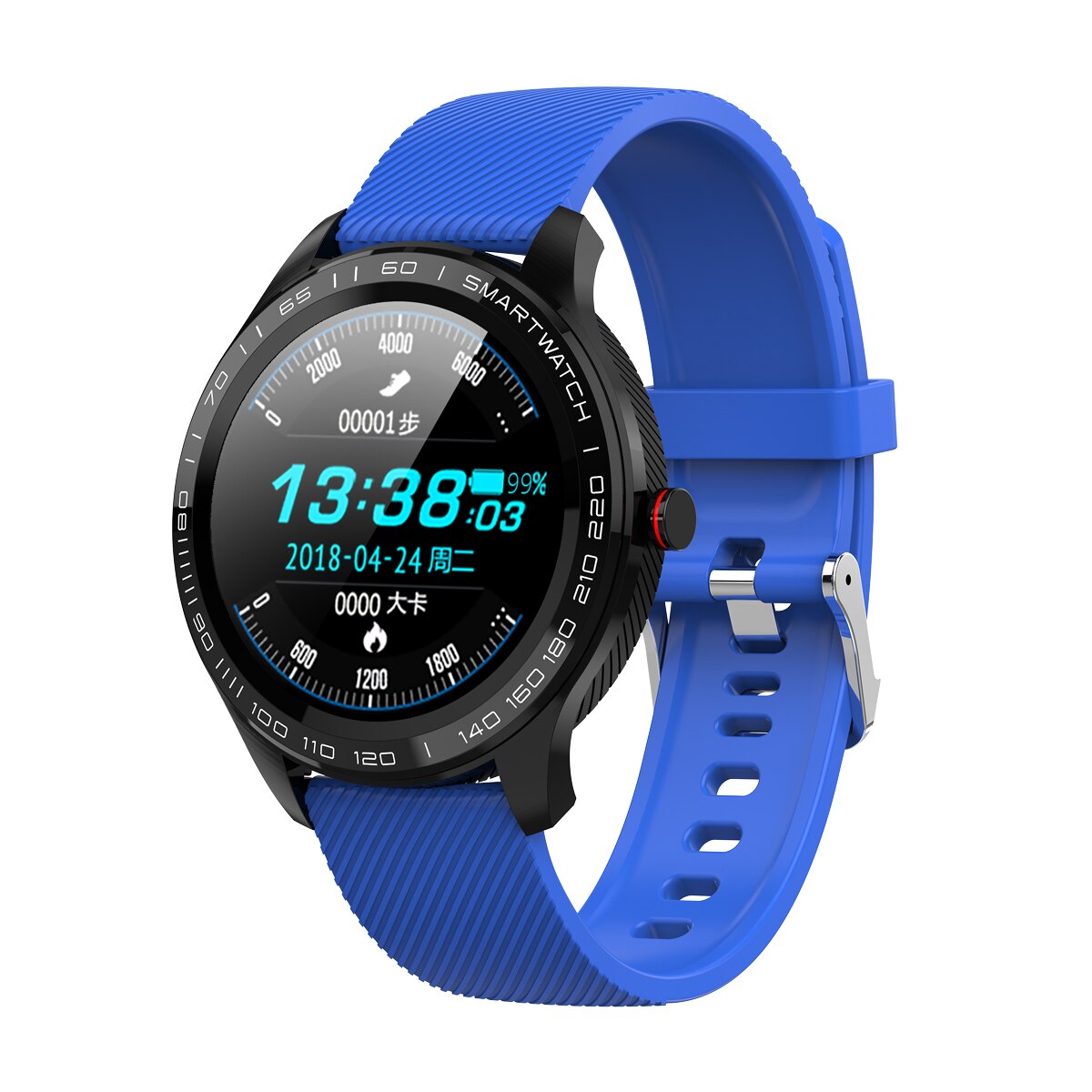 Micowear L9 Smart Uhr EKG Herz Rate Telefon Erinnerung Full Touch Smartwatch IP68 Wasserdichte Uhr für Männer für Android und IOS: Blue-rubber strap