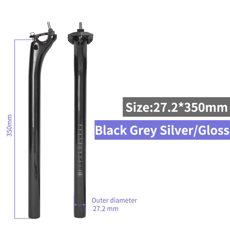 Bike Seatpost Carbon Black Matt Offset 20mm Mtb Bike Canote Carbono 27.2/30.8/31.6 Seat For Bicycle Length 350/400mm: Gloss27.2-350mm