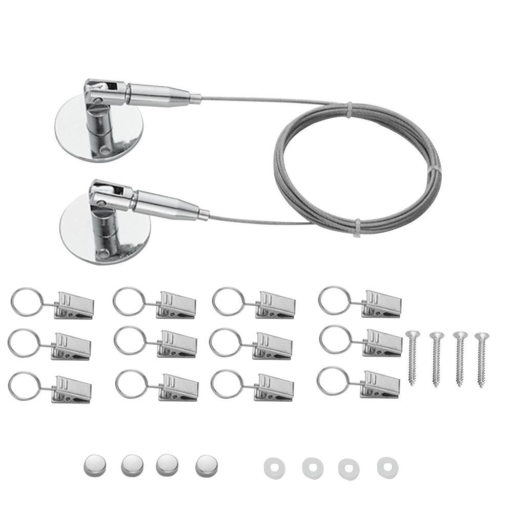 Aangepast Gordijn Draad Staaf Set Muur Raam Decor Staal Multifunctionele Touw Kabel Spanner Decoratieve Accessoires &amp; Clip