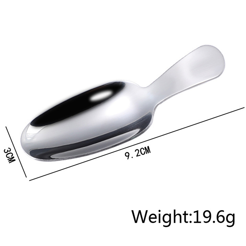 1PC Cute Stainless Steel Spoon Short Handle Gold Ice Cream Tea Coffee Spoon Kids Spoon Kitchen Condiment Spice Scoop: WHITE