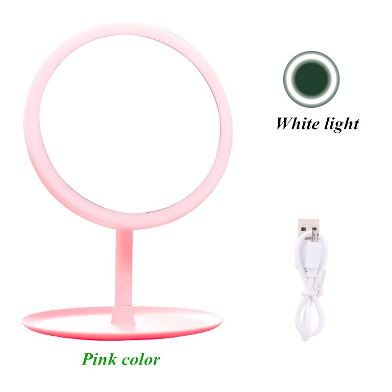 Con espejo de maquillaje ligero Led, lámpara de tocador de belleza Led para espejo de tocador espejo cosmético de atenuación táctil: Pink-1 lamp