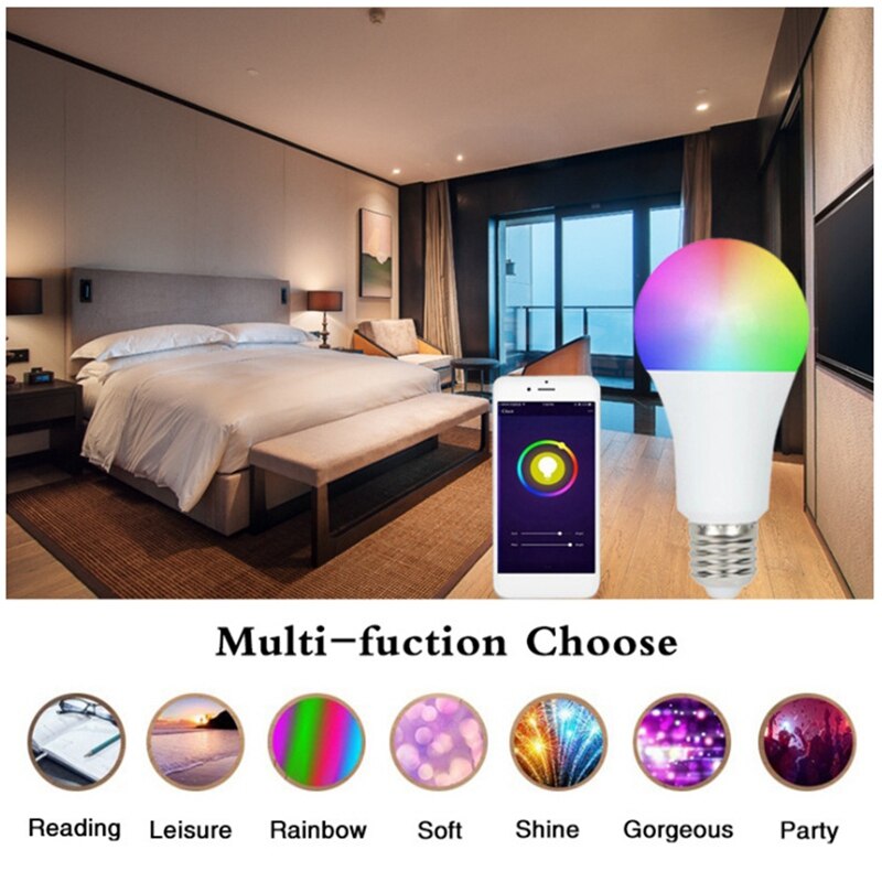 Wifi Smart Bulb Alexa Voice Control Dimming Color Graffiti Compatible With App Control Google Home Light
