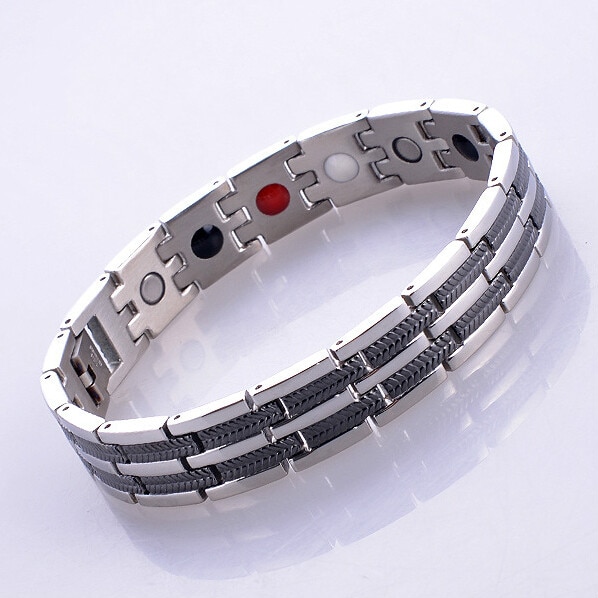 4 in 1 bio Heilung 316L Edelstahl (Magnetische, Tanne, Germanium) Gold Magnetische Gesundheit Energie Armbinde Energie Antifatique Für Mann