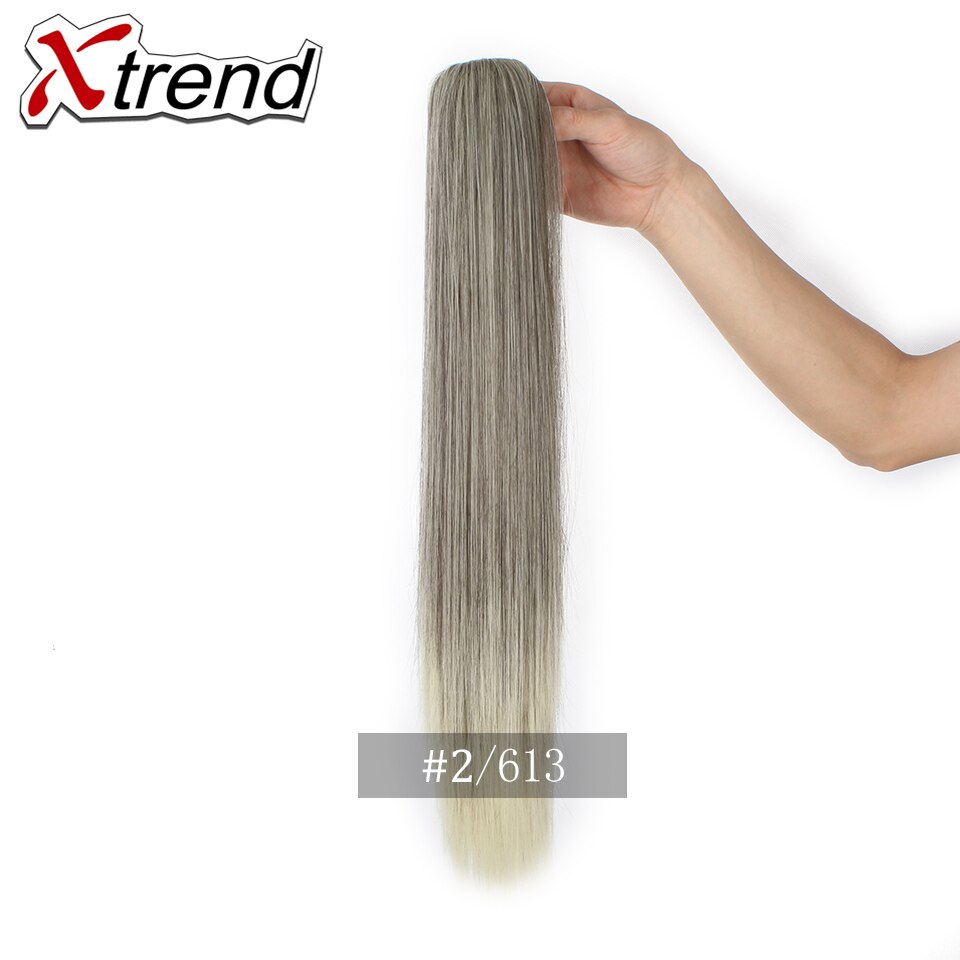 Xtrend-coletas de pelo sintético para mujer, extensiones de cabello de fibra de alta temperatura, con Clip de garra, peine de plástico, 20 pulgadas: P2 / 613