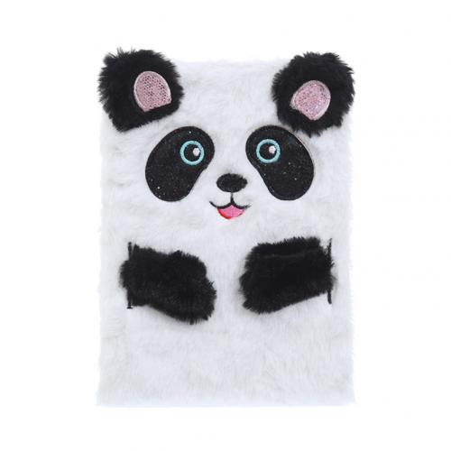 Agenda con cubierta esponjosa de dibujos animados de gato y Panda para niñas, cuaderno de notas DIY, diario, Agenda , planificador,: Panda
