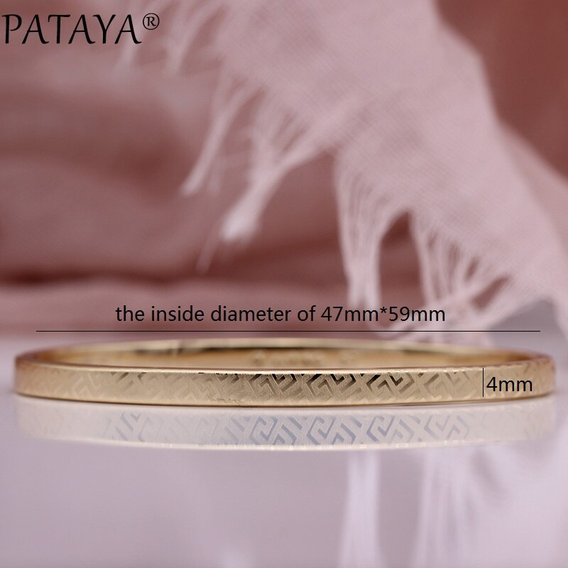 PATAYA femmes bracelets 585 or Rose Simple fête de mariage bijoux motif Grain ovale rond classique bracelet fin