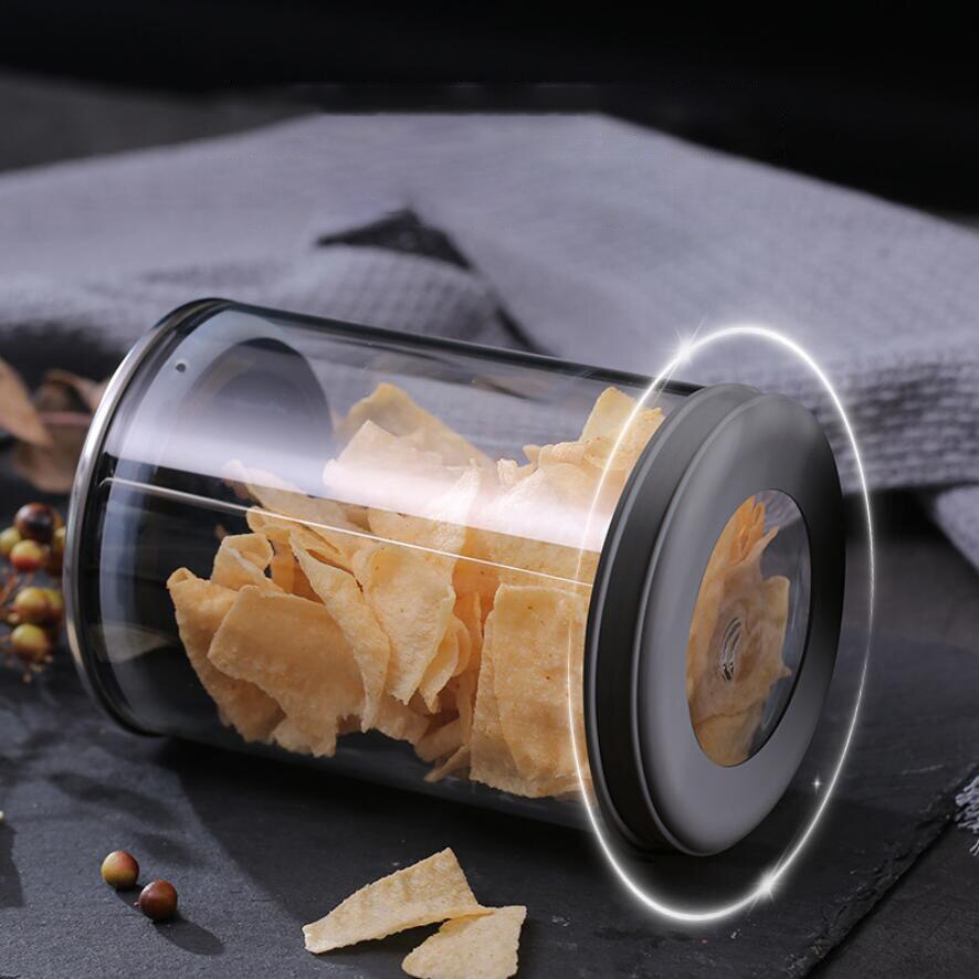 Kitchen Food Glass Storage Container Airtight Glass Food Storage Jar Heat-resistant Glass Jar Container with Stainless Steel Lid