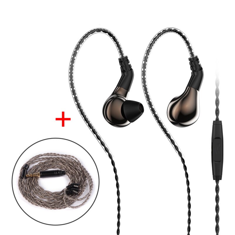 BLON BL-03 bl03 10mm Carbon Diaphragm Dynamic Driver In Ear Earphone HIFI DJ Running Sport Earphone Earbud Detachable 2PIN Cable: Brown mic Gray