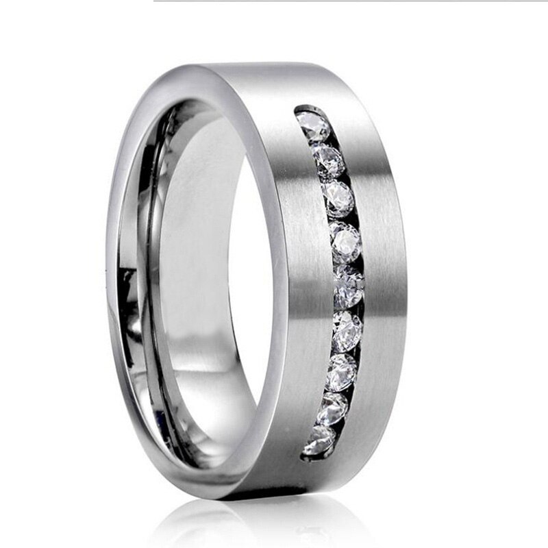 Carofeez trendy kæresteringe enkle rustfrit stål mænds ring romantisk hjerte rhinestones zirkon dame ringe sæt