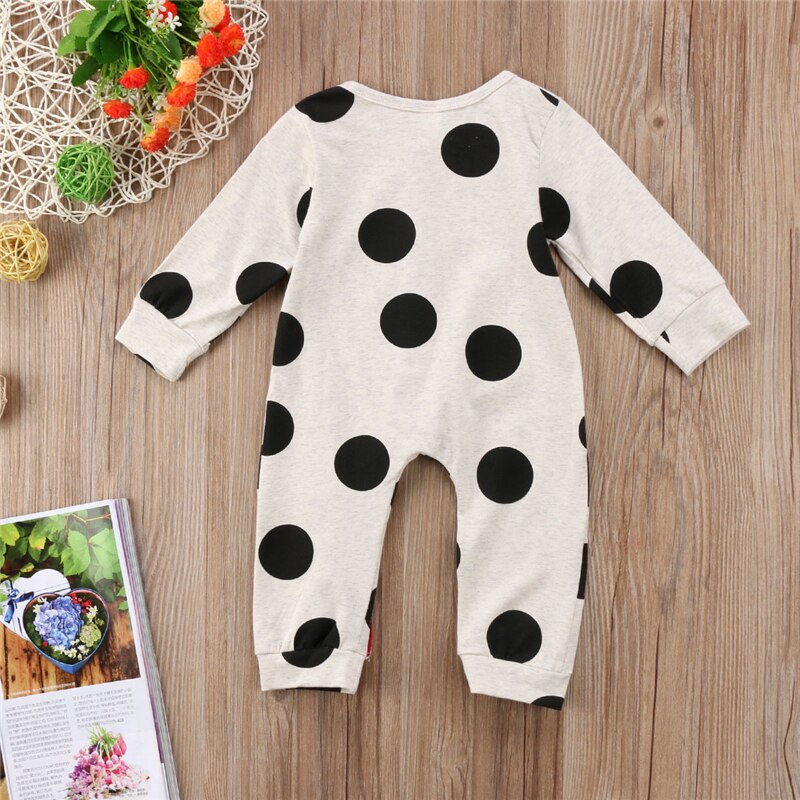 Pasgeboren Baby Meisjes Jongen Grijs Stip Print Lange Mouwen Romper Jumpsuit Outfits Vallen Kleren