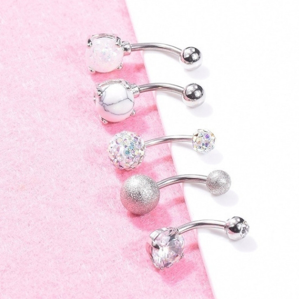 4Pcs/set Belly Button Rings Navel Piercing Rings Body Jewelry Modern Female Jewelry Luxury Accessories: Silver