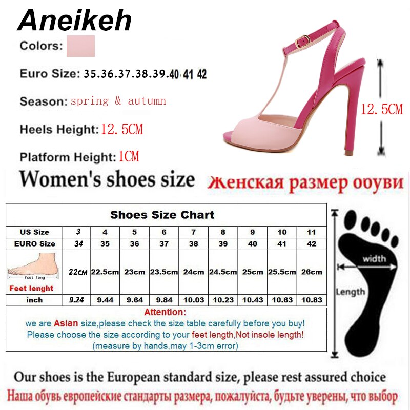 Aneikeh sommersko kvinde sexet t-strop højhælede sko damer fest tynde hæle pumps str. 35-42