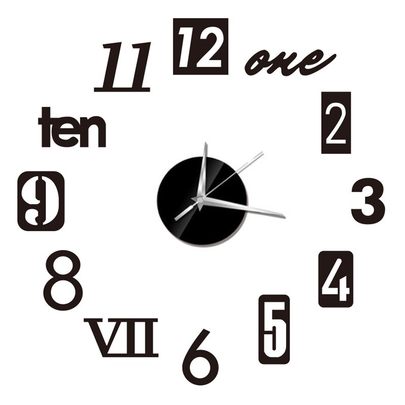 Mini Hause Wanduhr 3D DIY Acryl Spiegel Aufkleber Selbst Klebe Für Home Dekoration Wohnzimmer Quarz Nadel Hängen Uhr: G Black