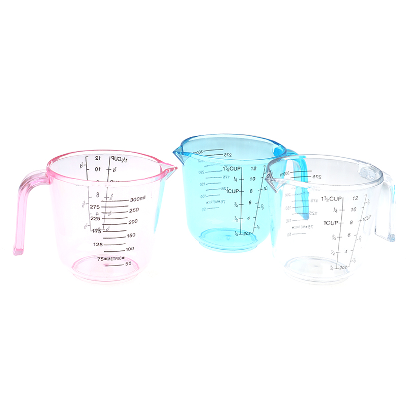 150ML 300ML 600ML Plastic Measuring Cup Clear Scale Show Transparent Mug Pour Spout 3sizes Measuring Device