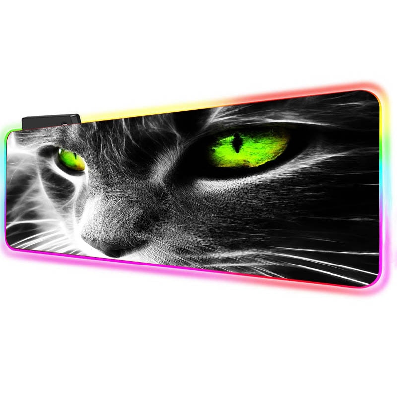 XGZ Animal Cat Gaming RGB Large Mouse Pad Gamer Computer Mousepad RGB Backlit Mause Pad XXL for Desk Keyboard LED Mice Mat