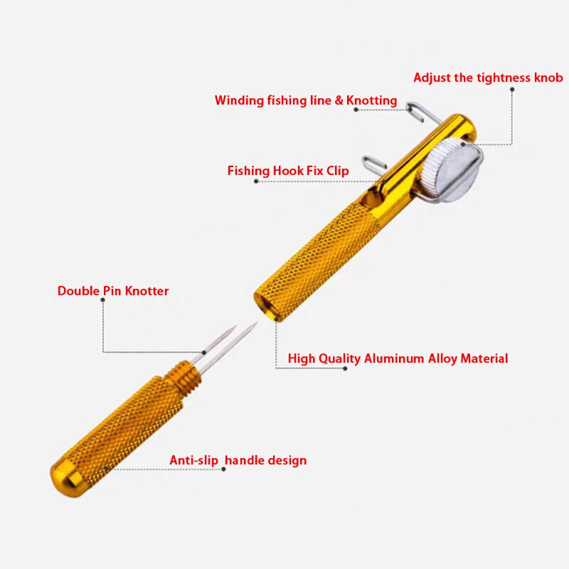 Aluminium Vislijn Knoop Koppelverkoop Tool Gebonden Haak Handleiding Dual Naald Draad Tweekoppige Naald Knopen Tier haak Tie Apparaat