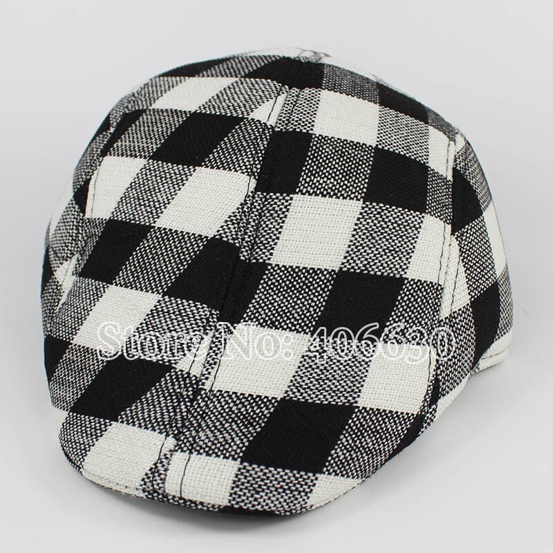 Vinter 56cm headsize svart og hvit rutete låve beret hattemaker gutt visir avis hattemaker shxb 019