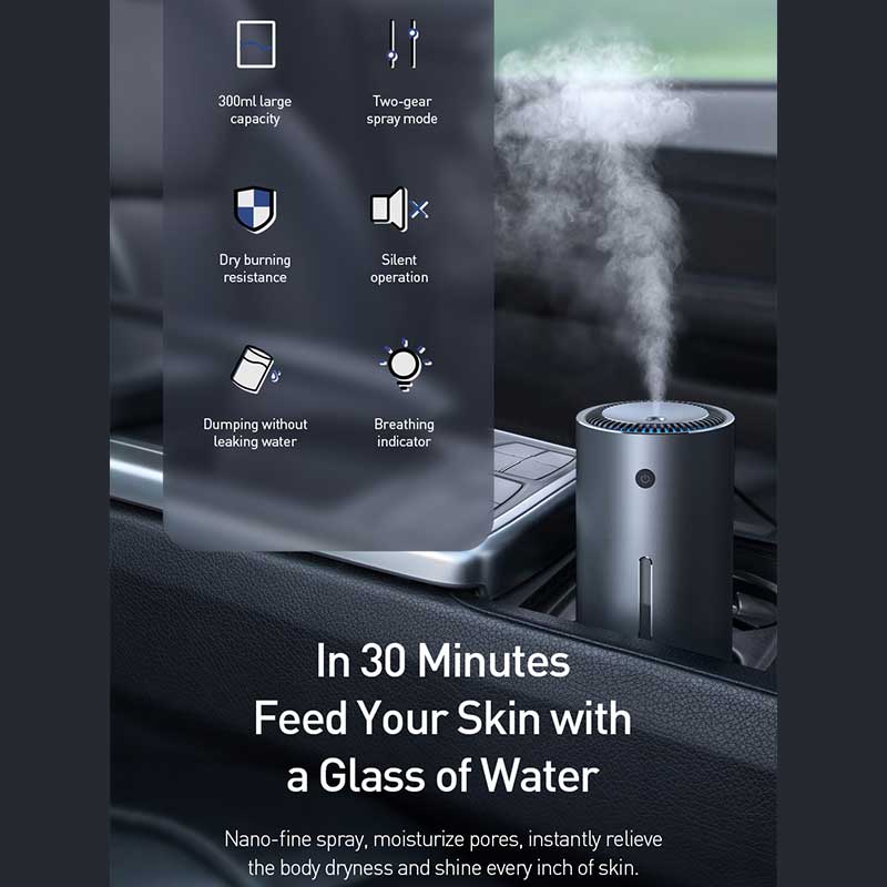 Humidificador de aire para coche, purificador de aire con USB, 300ml, nano pulverizador silencioso, herramienta de para el cuidado del aire