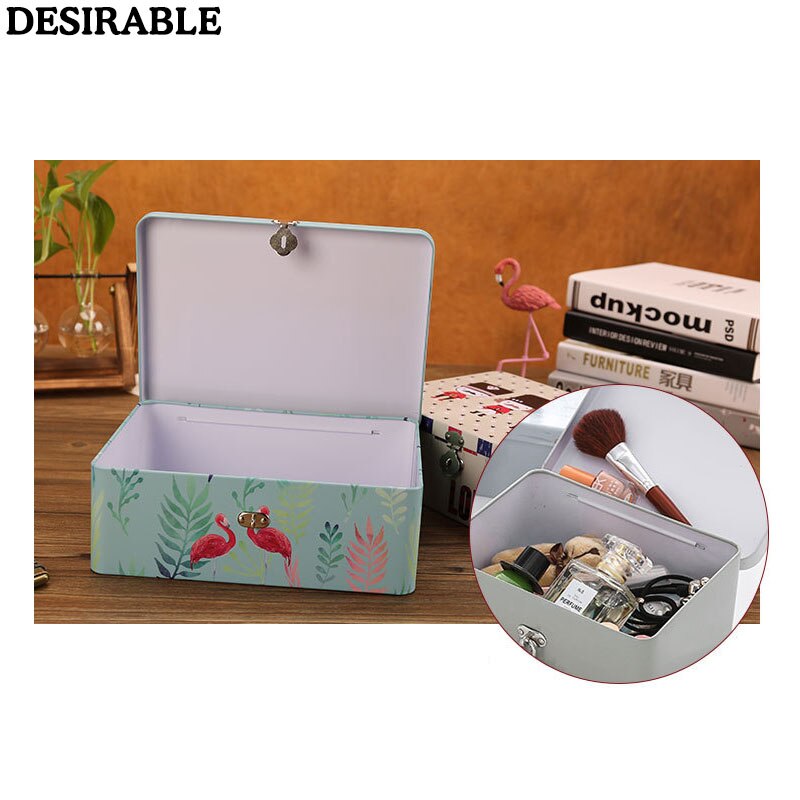 Large password lock Tin box jewelry card letter photo coin secret small souvenir storage box organizer printing metal case