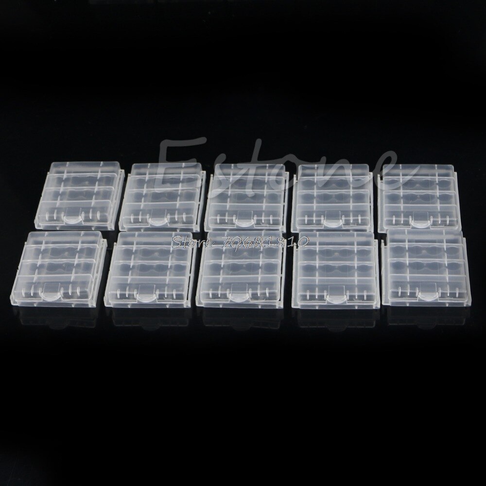 10 Pcs Hard Plastic Blue White Case Cover Holder AA / AAA Battery Storage Box Z17