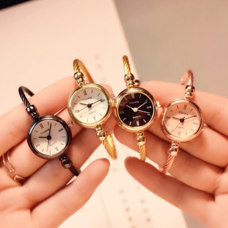 Reloj de pulsera con apertura para mujer, pulsera con apertura para estudiantes, de cumpleaños, versión coreana, relojes creativos de estilo universitario cadena fina