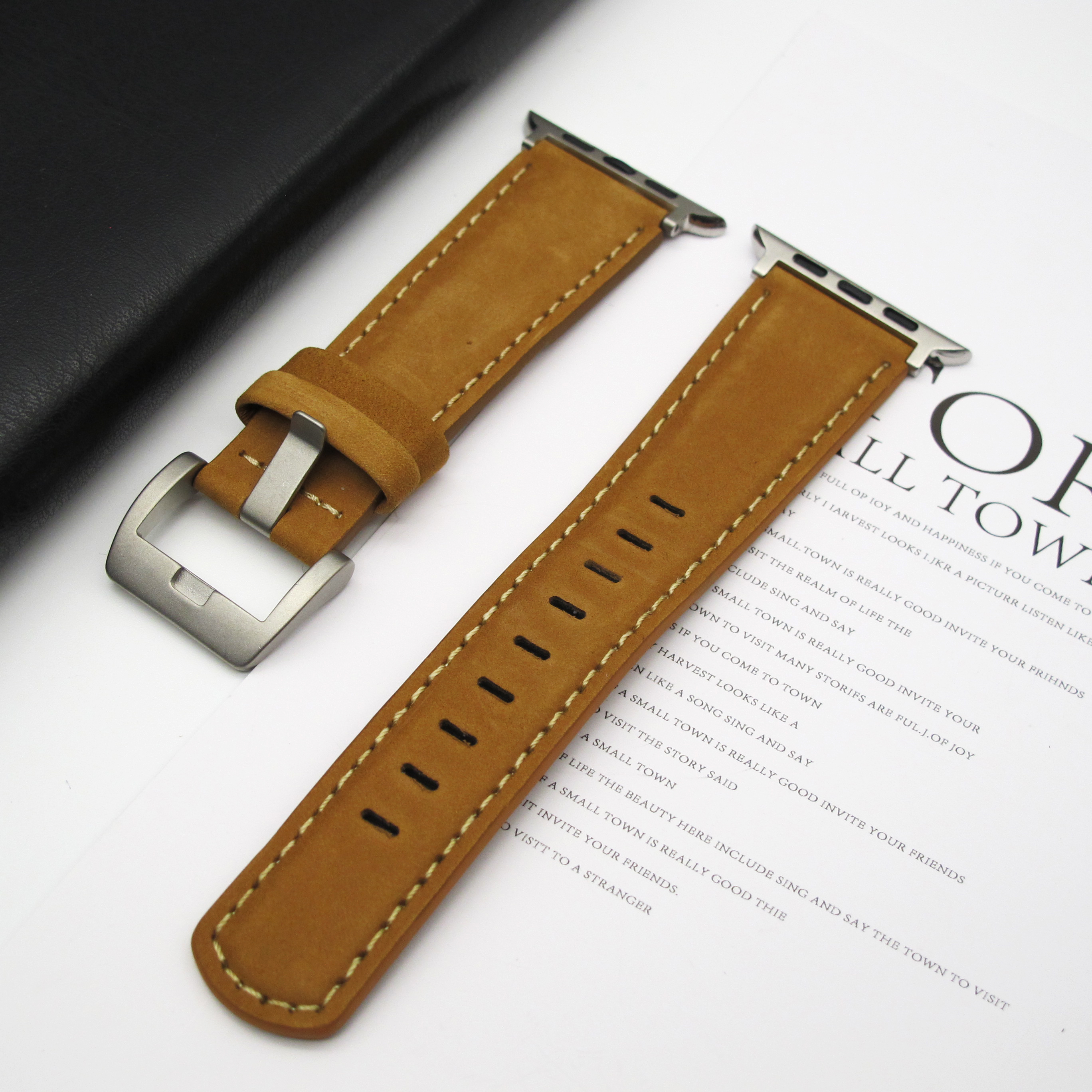 Leather strap for Apple Watch Ultra1 strap 49mm S10 46mm 42mm 45 44 41 40 38mm men's strap for Iwatch series 987654: M / Red Black