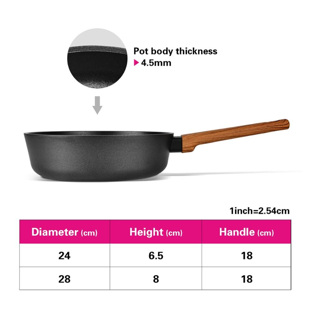 Fissman Vega Serie Diepe Koekenpan Met Zwarte Marmeren Coating Aluminium Inductie Fornuis