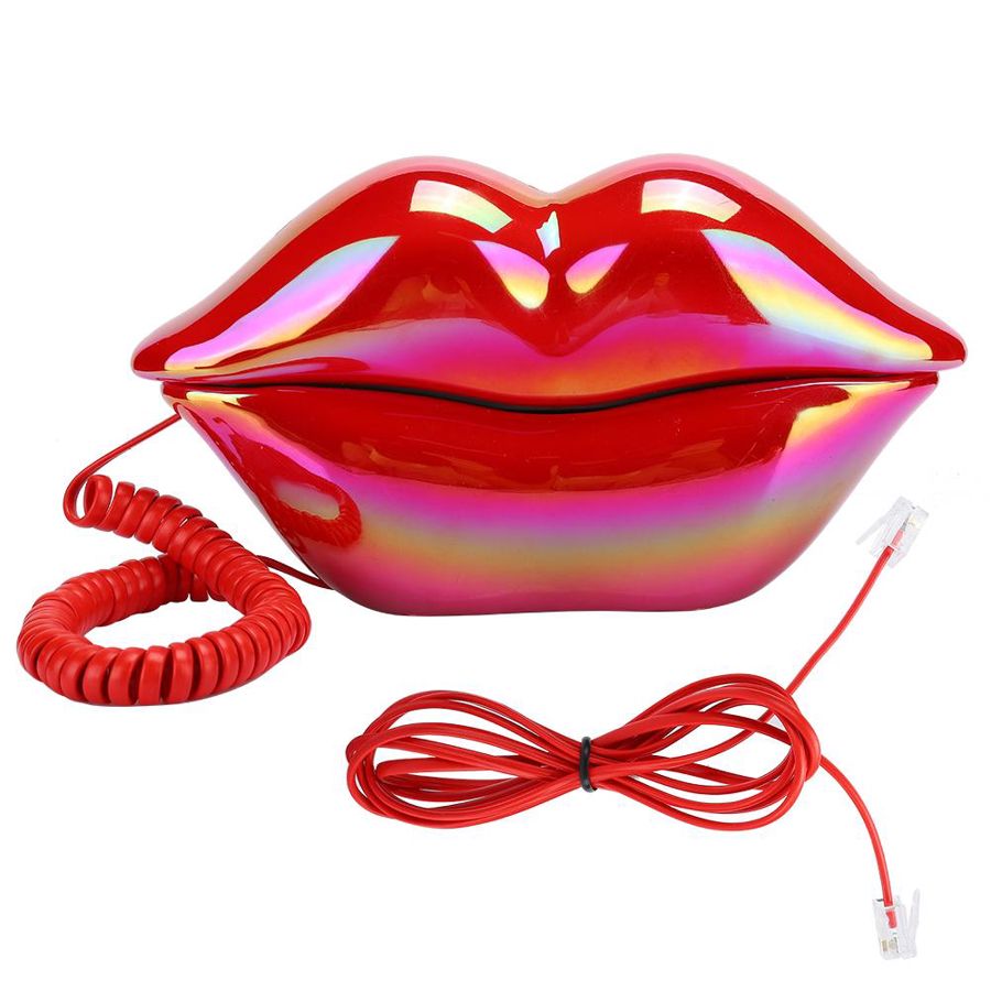 Red Lips Landline Phone European Desktop Telephone for Home Office Desk Landline Phone Mouth&#39;s Lips Shape telefone