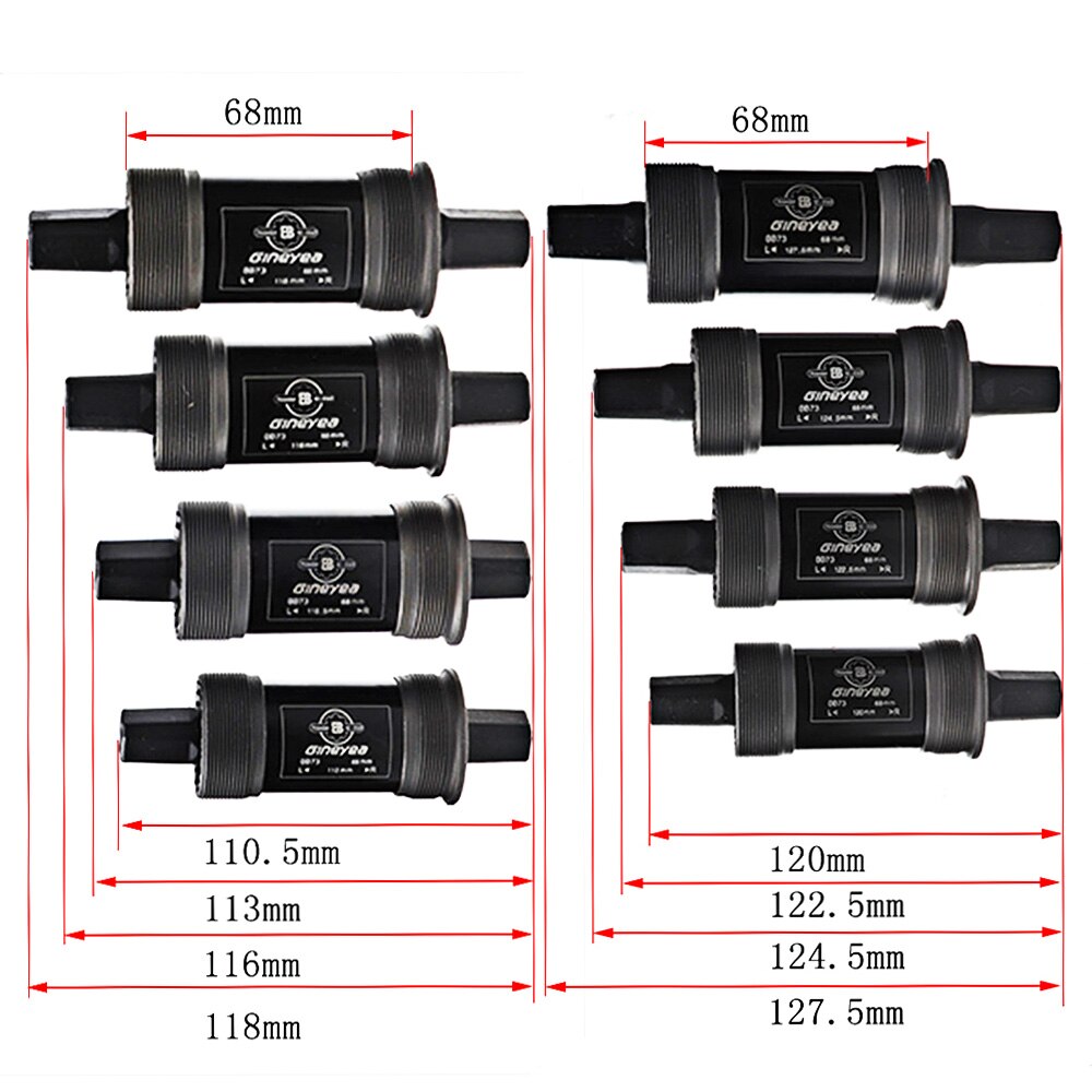 Gineyea Bike Bottom Bracket 116 118 120 122.5 127.5 mm Crank Axis Quare Hole MTB Bicycle Parts BB FOR Square Tapered Spindle C